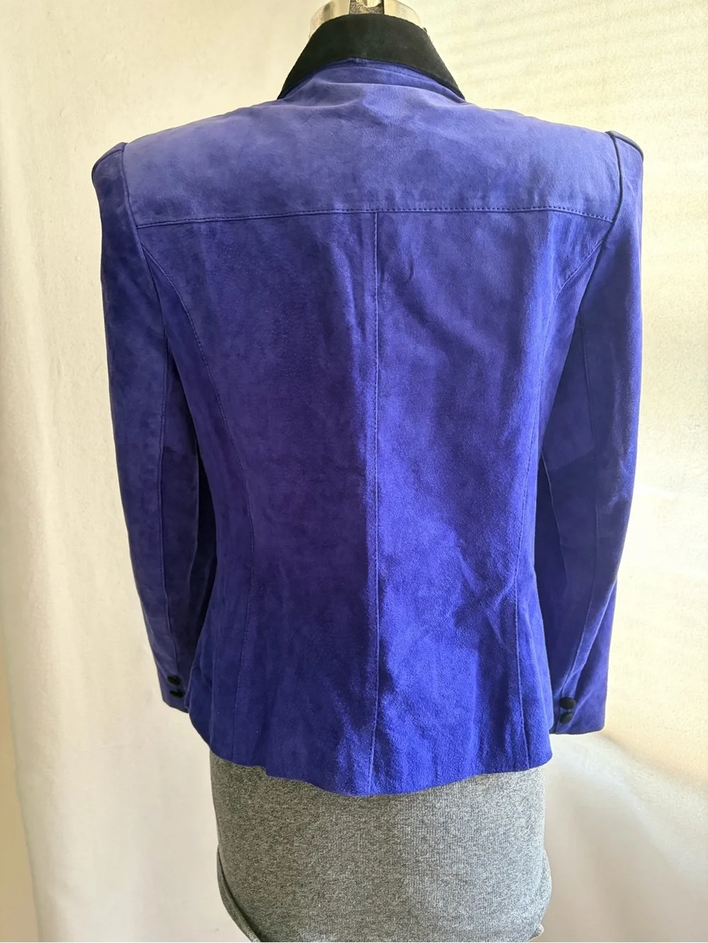 Vtg 80s cobalt blue suede skirt set NOS